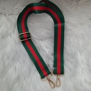 Red Green Striped Crossbody Web Shoulder Strap